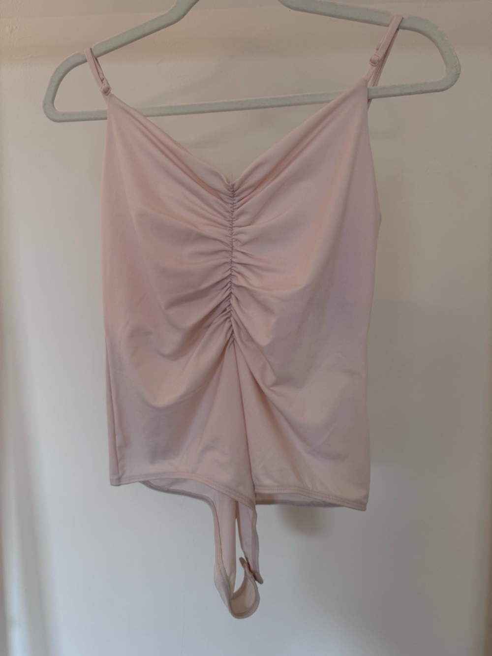 Light Pink Ruched Bodysuit with Adjustable Straps